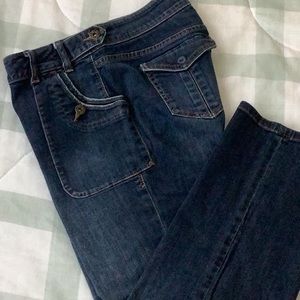 Simply Vera Short Crop Straight Medium Wash Stretch Denim Jeans/Capris